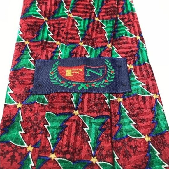VTG Fashion Neckwear Mens Christmas Tree Holiday Silk Necktie - Picture 4 of 6